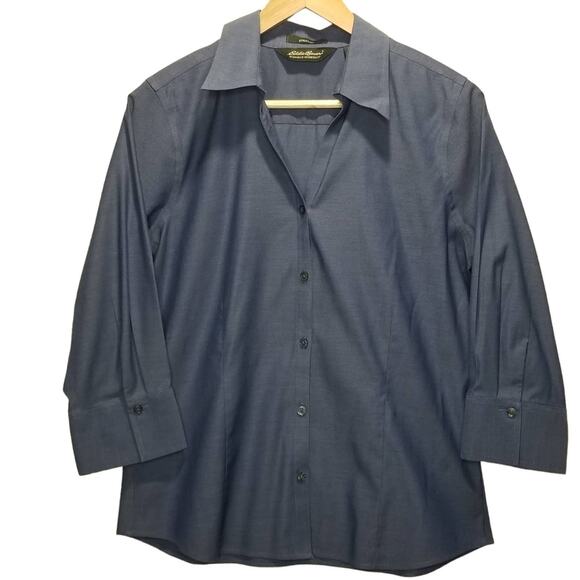 Eddie Bauer Wrinkle Free Stretch Button Down Shirt 3/4 Sleeve Size Medium - Picture 1 of 10